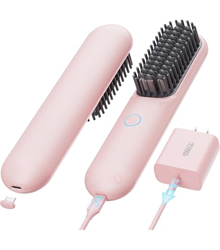 Amazon.com : Mini Portable Hair Straightener Brush, Cordless