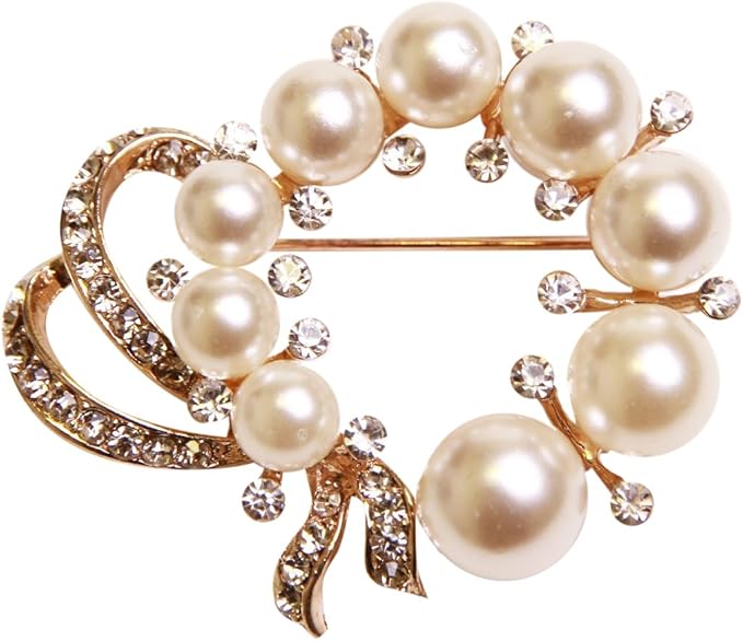 Amazon ブローチ 選べる アクセサリー パール 真珠 セレモニー 卒業式 入学式 結婚式 ジャケット ゴールド パールリボン ブローチ 通販