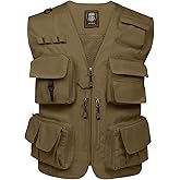 PEHMEA Men's Fishing Vest Utility Detachable Summer Vests with Pockets for Safari Travel Outdoor Work Photo Cargo Fly