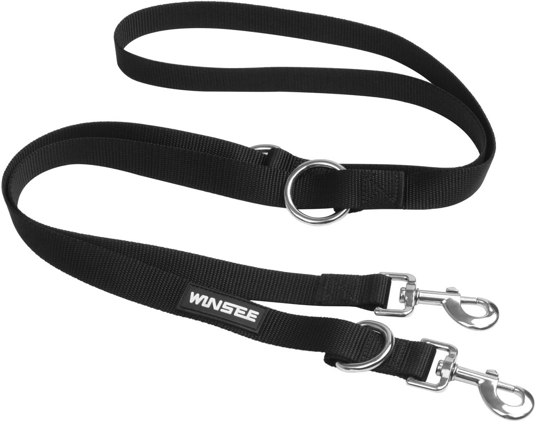 WINSEE Extendable Dog Lead, Dog Training Lead with Durable D Ring, Adjustable Solid(Black)