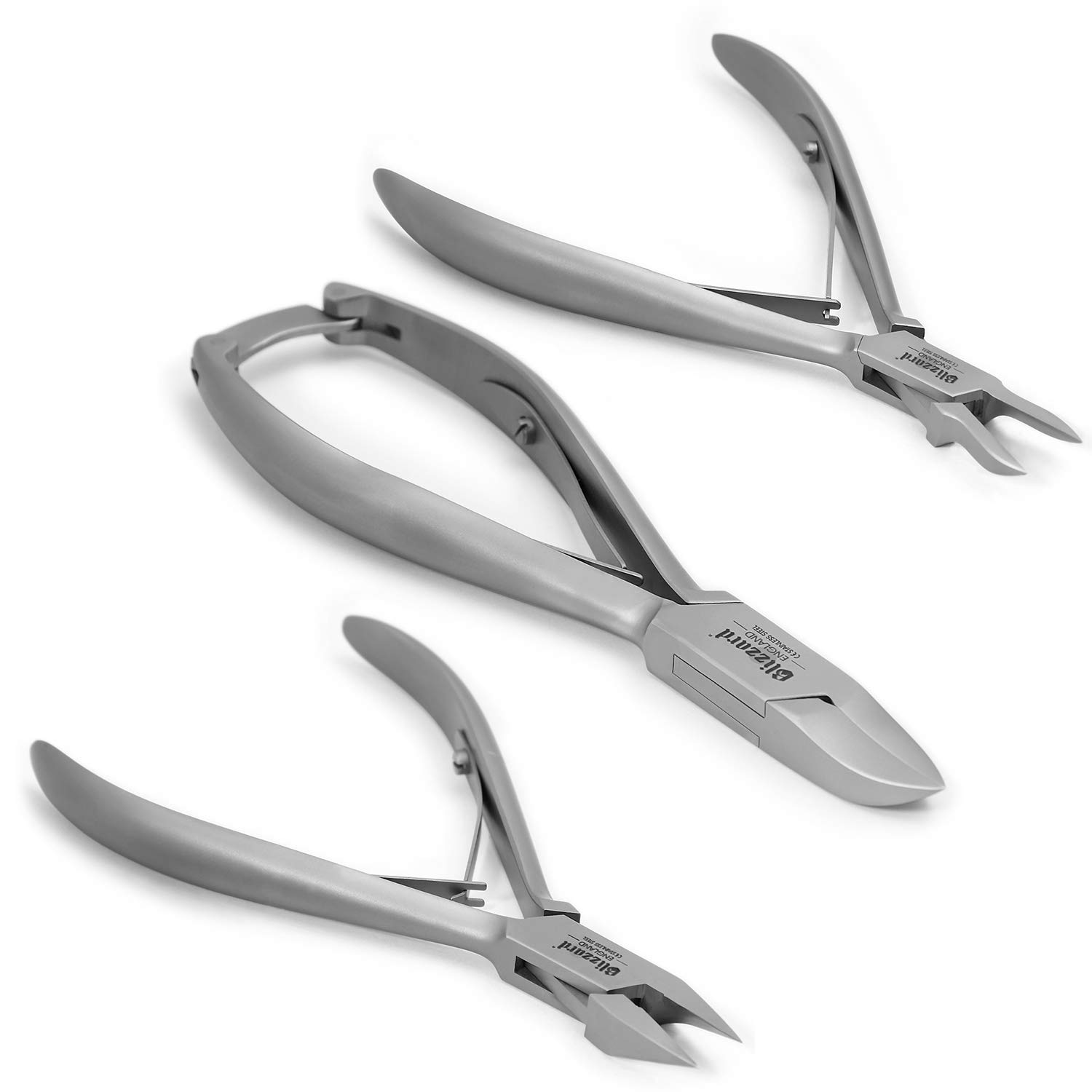Blizzard Podiatry Tool Set – 3-Pcs Foot Care Kit for Thick & Ingrown Toenails – Nail Nippers & Ingrown Toenail Clippers with Curved & Pointed Heads – Professional Stainless Steel Pedicure Tools