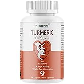 Turmeric for Dogs Anti Inflammatory Pain Relief -Dog Pain Relief-120 Chewable Tablets Hip & Joint Support with Curcumin and BioPerine, Antioxidant, Cardiovascular Health,Mobility Support