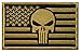 Backwoods Barnaby Skull USA American Flag Tactical Morale Patch with Hook (AP Gold, 2