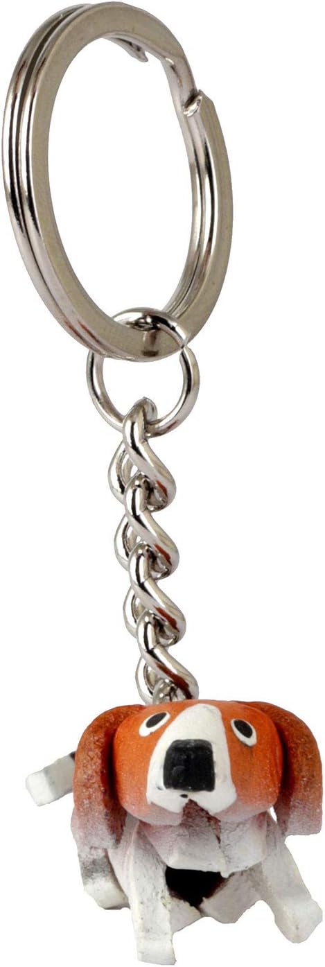 MONKIMAU Leather Keyring Dachshund Dog, Black Brown White, Small - Image 4