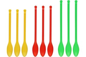 stonylab Plastic Sampling Spoon Set, 9 Pack, 3 Sizes and Colors, Durable Plastic Spoons for Sample Collection, Powder Handlin