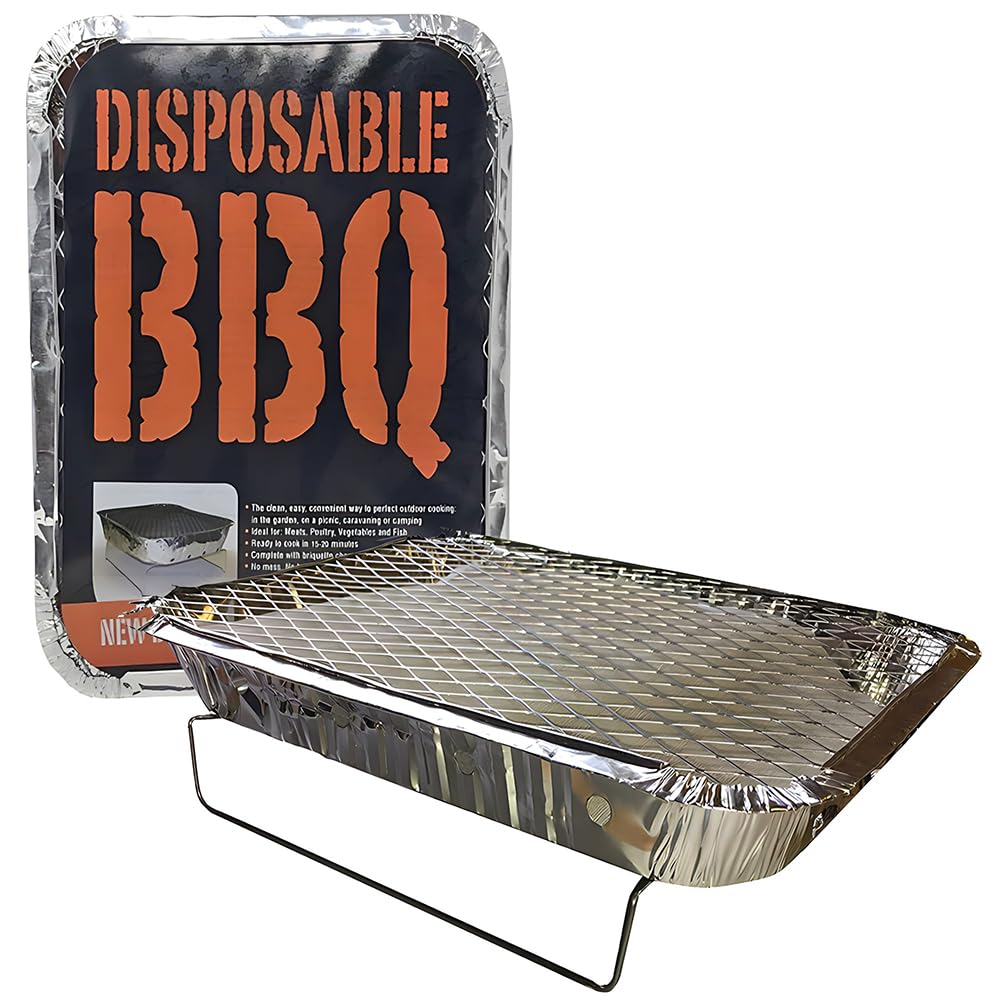 Disposable Charcoal BBQ Grill 30 x 25cm (Pack of 2) Ideal for Camping, Picnics, Caravaning, Beach and Garden Parties | Ready to Go, Compact Travel Size, Portable, Easy Instant Light