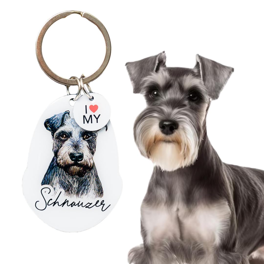 Splosh Personalised Schnauzer Keyring. Customised Gifts. Key Rings for Dog Lovers. Accessories, Key Tags.