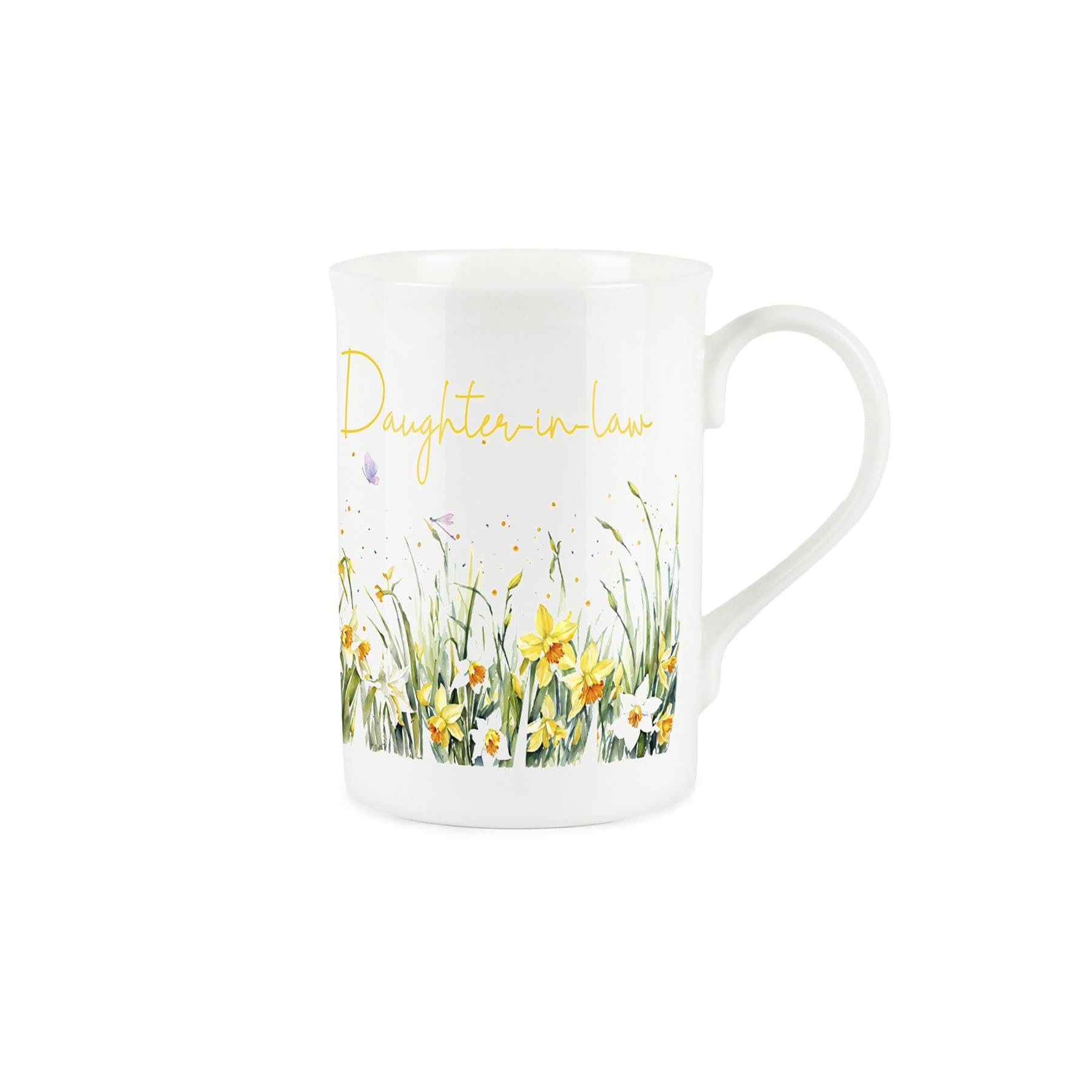 Purely Home Spring Time Daffodils Daughter-in-Law Mug - Yellow Easter Themed Floral Gift/Present for Her - Bone China Coffee/Tea Mug