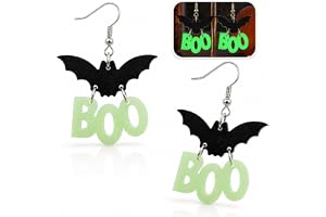 Glow in the Dark Halloween Earrings, Bat Ghost Coffin Boo Dangle Earrings | Halloween Costumes for Women, Halloween Accessori
