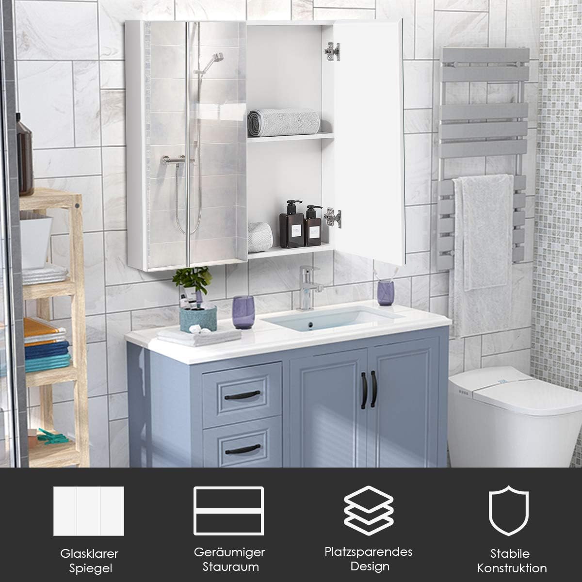 Badezimmerspiegelschrank Weiss Wandschrank Mit Spiegel Badezimmerspiegel 65x62x11 5cm Hangeschrank Holz Costway Spiegelschrank Bad Sidra Hospital