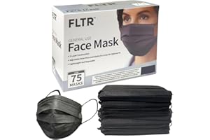 A-Trend Deals FLTR General 75 Pack Black Disposable FLTR Face Masks, General Use, Non-medical, 3 Layer Protection Face Masks for Adult, Teenager, Seniors (75, Black)…