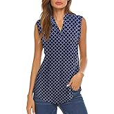Halife Women's Sleeveless Floral Print V Neck Tunic Tank Tops Blouse Shirts