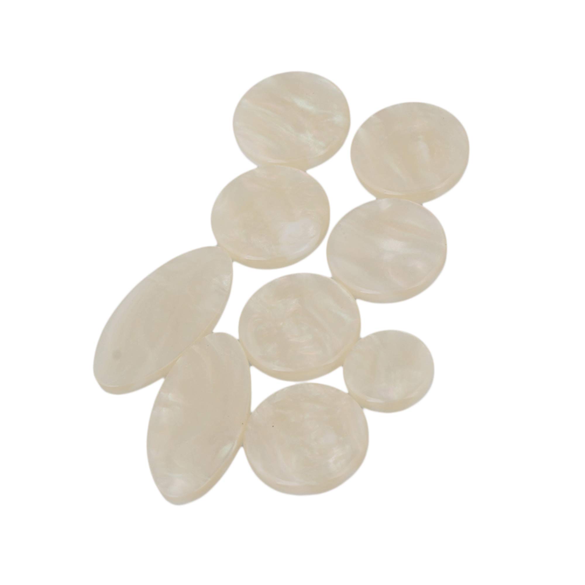 Yibuy Creamy-white Color Plastic Alto Saxophone Key Buttons Replacement Inlays Pearl Pack of 9