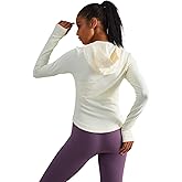 Womens Hooded Athletic Long Sleeve Running Shirts Workout Yoga Tops with Thumb Holes Slim Fit