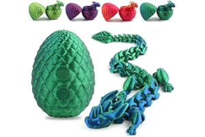 EROCK 3D Printed Dragon Egg, 12 inch Crystal Dragon Fidget Toys, Full Articulated Dragon Crystal Dragon in Egg, Adults Fidget Toys for Autism ADHD (Laser Green)