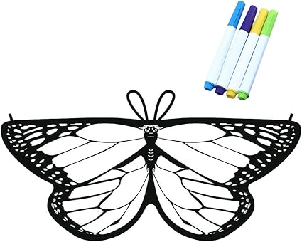 Amazon Com Kids Coloring For Butterfly Wings Crafts Fairy Wings Halloween Masquerade Costumes For Little Girls Clothing happy cherry kid girls butterfly wings coloring design fairy pixie cape party costume with 4 watercolor brush pens