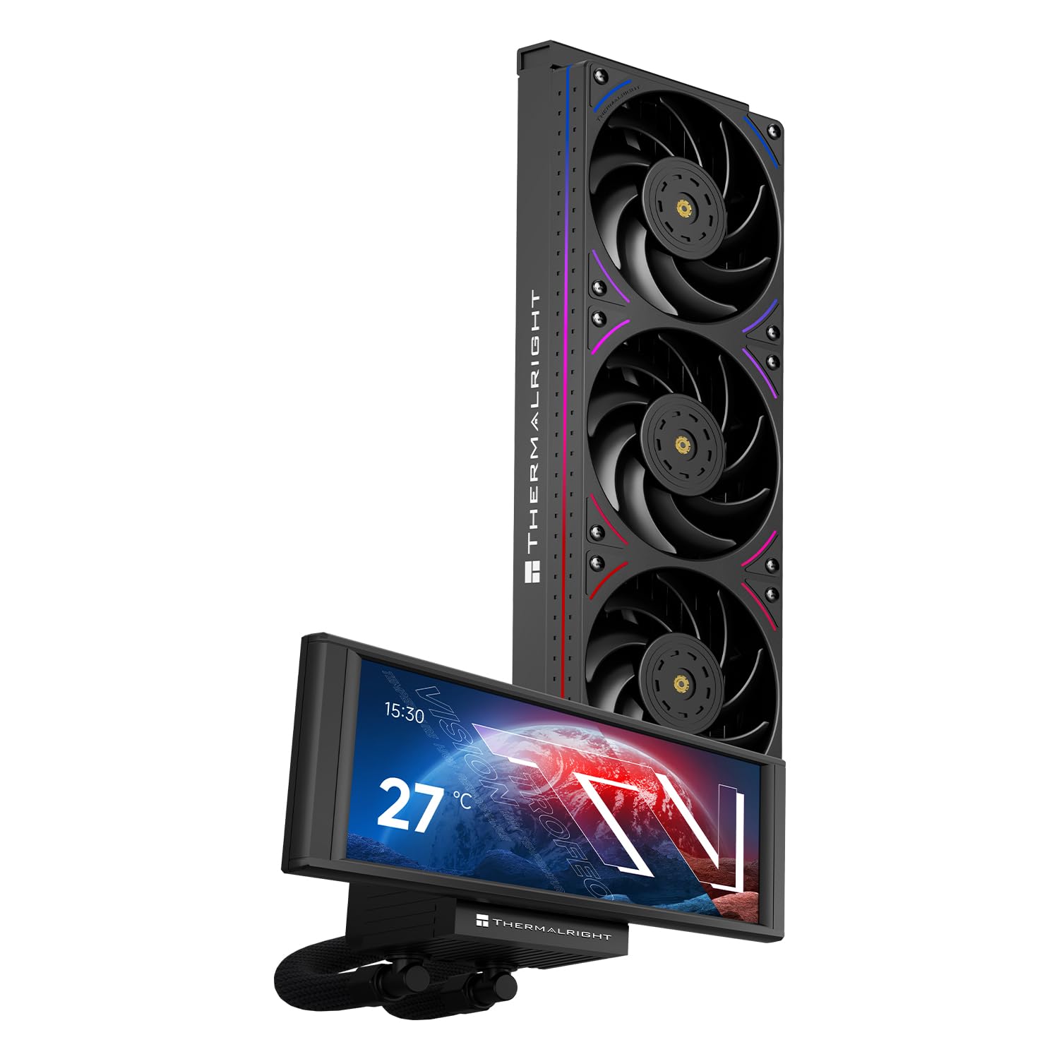 Photo 1 of Thermalright Trofeo Vision 360 ARGB Black CPU AIO Cooler,360mm Radiator, IPS LCD Screen with 1280x480 Resolution,for AM4/AM5,Intel LGA1851/1700,6.86in LCD Long Screen High Performance Radiator,Black