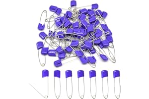 Hocansen 50 PCS Safety Pin 54mm/2.2in Baby Diaper Pins for Cloth Plastic Head Baby Pins for Diapers Stainless Steel Cloth Pins with Locking Closures Nappy Pin for Crafts（DT/Purple）