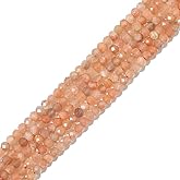 BEADIA Natural Sunstone Beads 4x2mm 120pcs Faceted Rondelle Loose Semi Gemstone Beads for Jewelry Making Design
