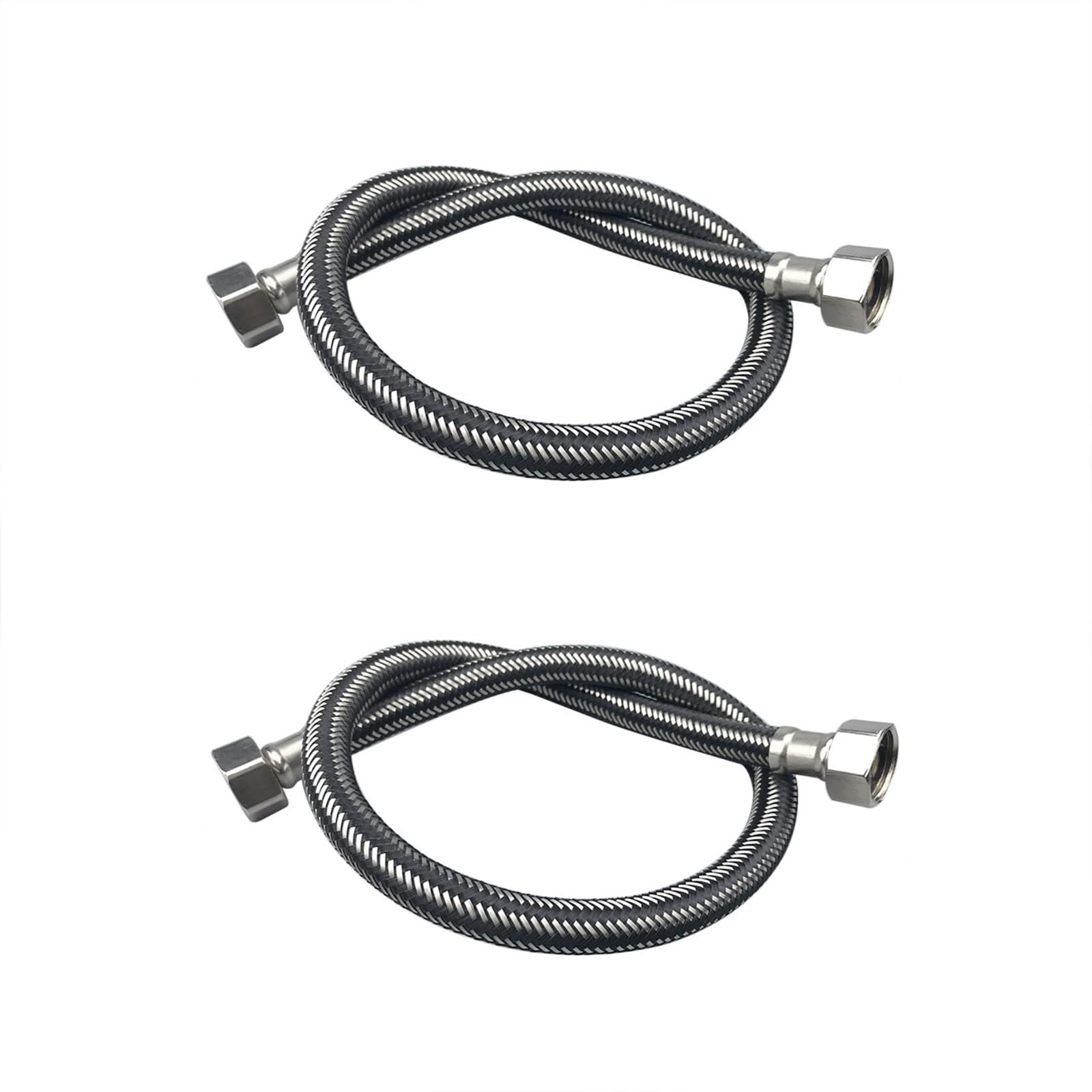 304 Stainless Steel Braided Hose Flexible Drain Pipe Sink Basin Pipe Hose Water Plumbing Pipe for Toilet, Taps, Bathroom Toilet Kitchen - 2 Pcs