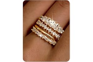 LOLIAS 14K Gold Plated Stackable Rings for Women Non Tarnish - Dainty Cubic Zirconia Wedding Bands Ring Set Minimalist Trendy Statement Engagement Promise Thumb Rings Stacking Size 5-10