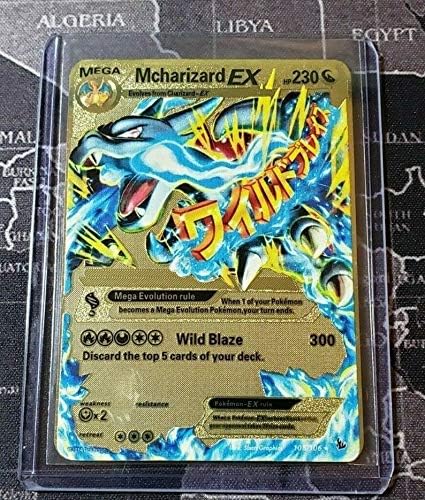 Amazon Com Pokemon Mega Charizard Ex Flash Fire Full Art Gold Metal Custom Card Hard Metal Toys Games