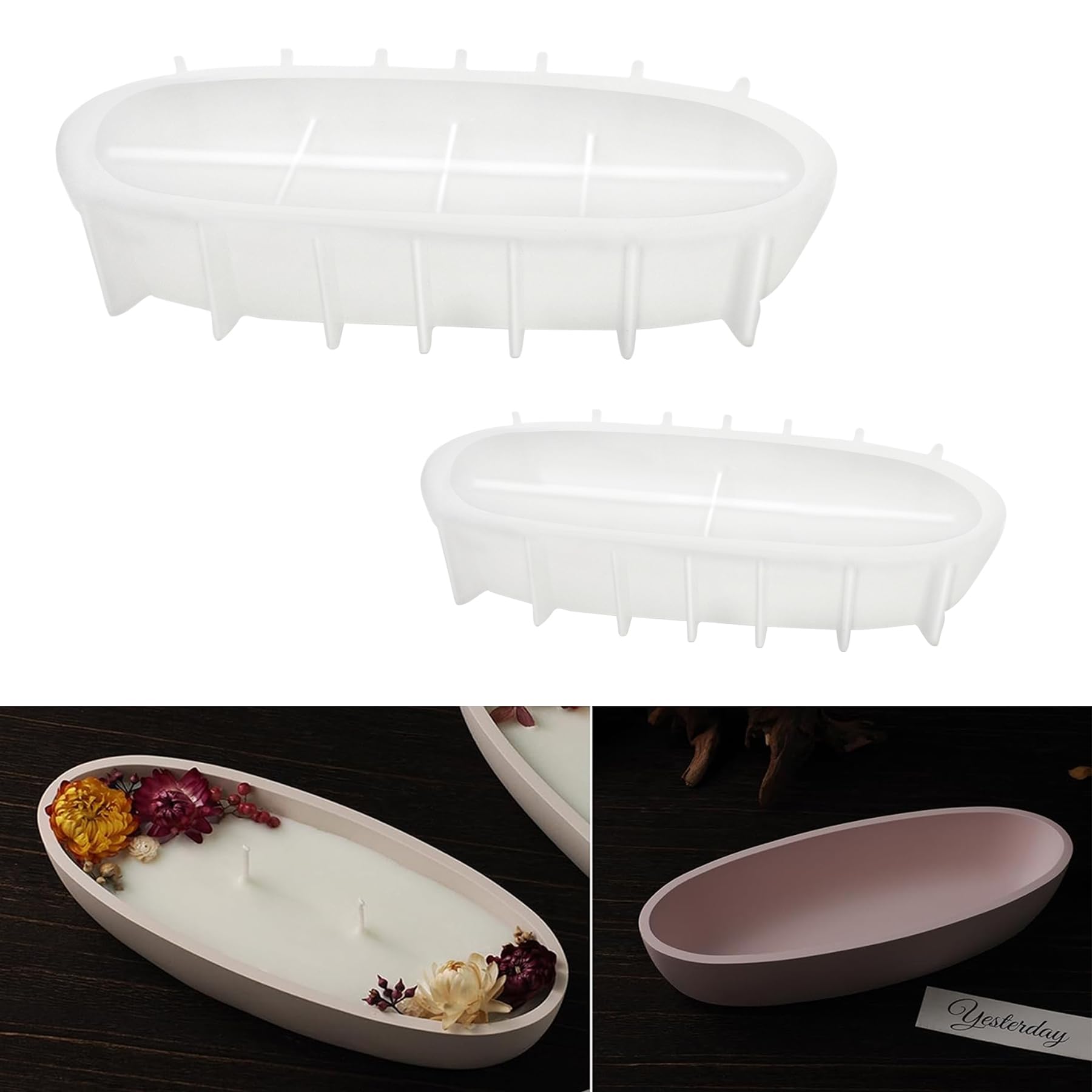 YeahBoom Pack of 2 Silicone Moulds Tray, Silicone Moulds, Silicone Mould Tray, Silicone Moulds Tray with Grooves, Silicone Mould Resin Casting Mould, Concrete, Handmade Silicone Mould, Epoxy Resin