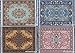 Inusitus Set of 4 Dolls House Rugs for Dollhouse Furniture - Miniature Woven Dollhouse Carpet (Various Flower Patterns)