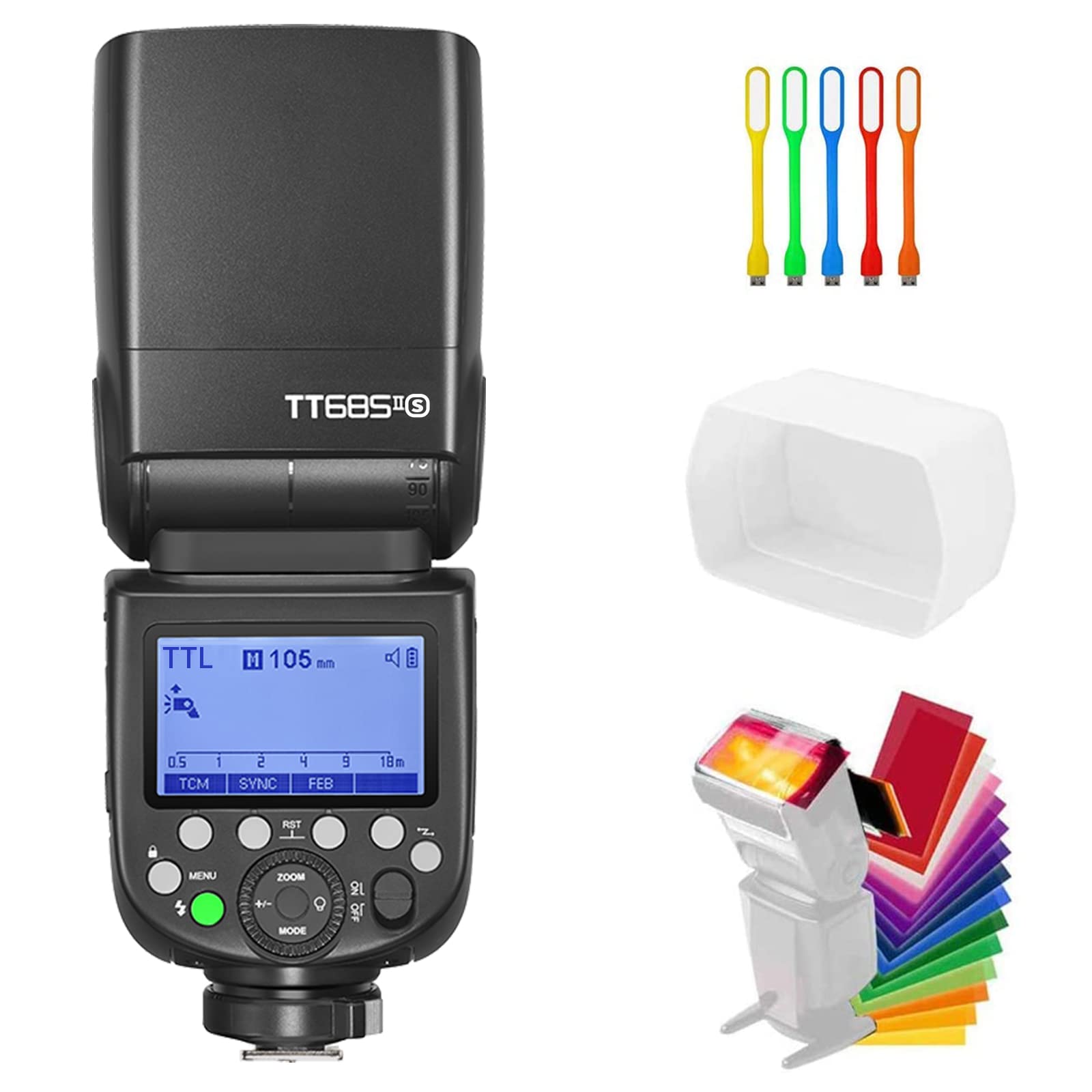 GODOX TT685II-S TTL High-Speed Sync 1/8000s GN60 2.4G Wireless Master Slave Off Flash Speedlite Speedlight Compatible for Sony Cameras with Diffuser, Filter, USB Light