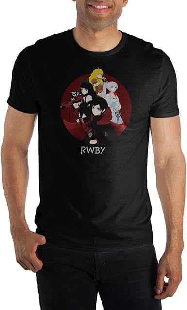 Amazon.com: Bioworld gallo dientes RWBY Ruby Anime playera negra de hombre playera de manga corta: Clothing