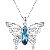 Freesloth Butterfly Necklaces for Women 925 Sterling Silver Butterfly Jewelry Butterfly Pendant Necklace Gifts for Girlfriend Valentine's Day Christmas