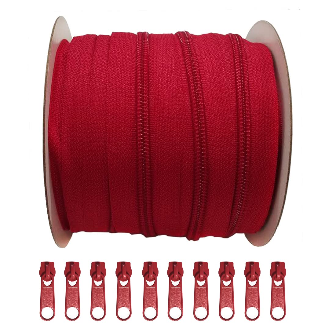 10 Meters Roll Continuous Nylon Zipper 3#, with 5 Metal Sliders, Sewing Zippers and Sliders, (148, 3#)