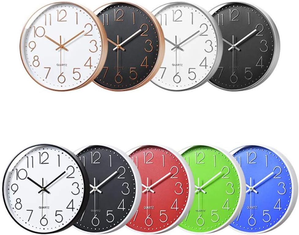 October Elf 12 Inch Wall Clock Non-ticking Silent Round Modern Decorative Wall Clocks with Large Arabic Number for Bedrooms Office Kitchen Gym Living Room Kitchen(Red E) - Image 5