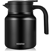 WYHVAND 34Oz Thermal Coffee Carafes For Keeping Hot/Cold, Stainless Steel Coffee Carafe, Dustproof Insulated Water Carafe for Party/Home,Black