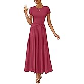 ZESICA Women's 2026 Summer Short Sleeve Maxi Dresses Twist Front Wedding Guest Cocktail Flowy A Line Long Dress