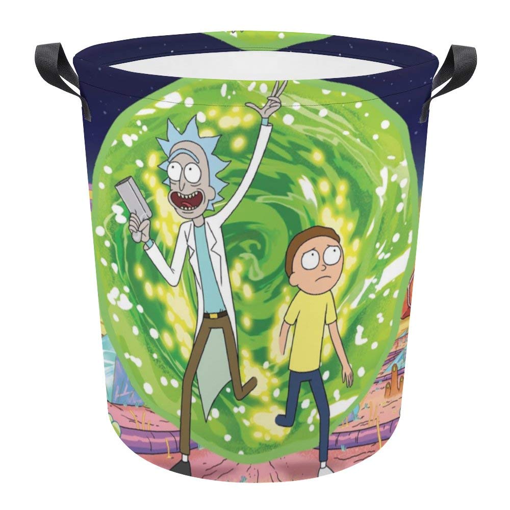 Ri-ck Mo-RTY Laundry Basket,Freestanding Round Foldable Laundry Basket,Durable Oxford Cloth Portable