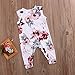 Newborn Baby Girl Floral Printed Romper Outfits Sleeveless Summer Bodysuit(12-18M, White)