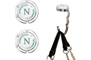 NZNDB 2pcs Foldable Purse Hook for Table, Folding Handbag Hanger, Personalized Letters Collection Desk Purse Holder for Women Bag (N)