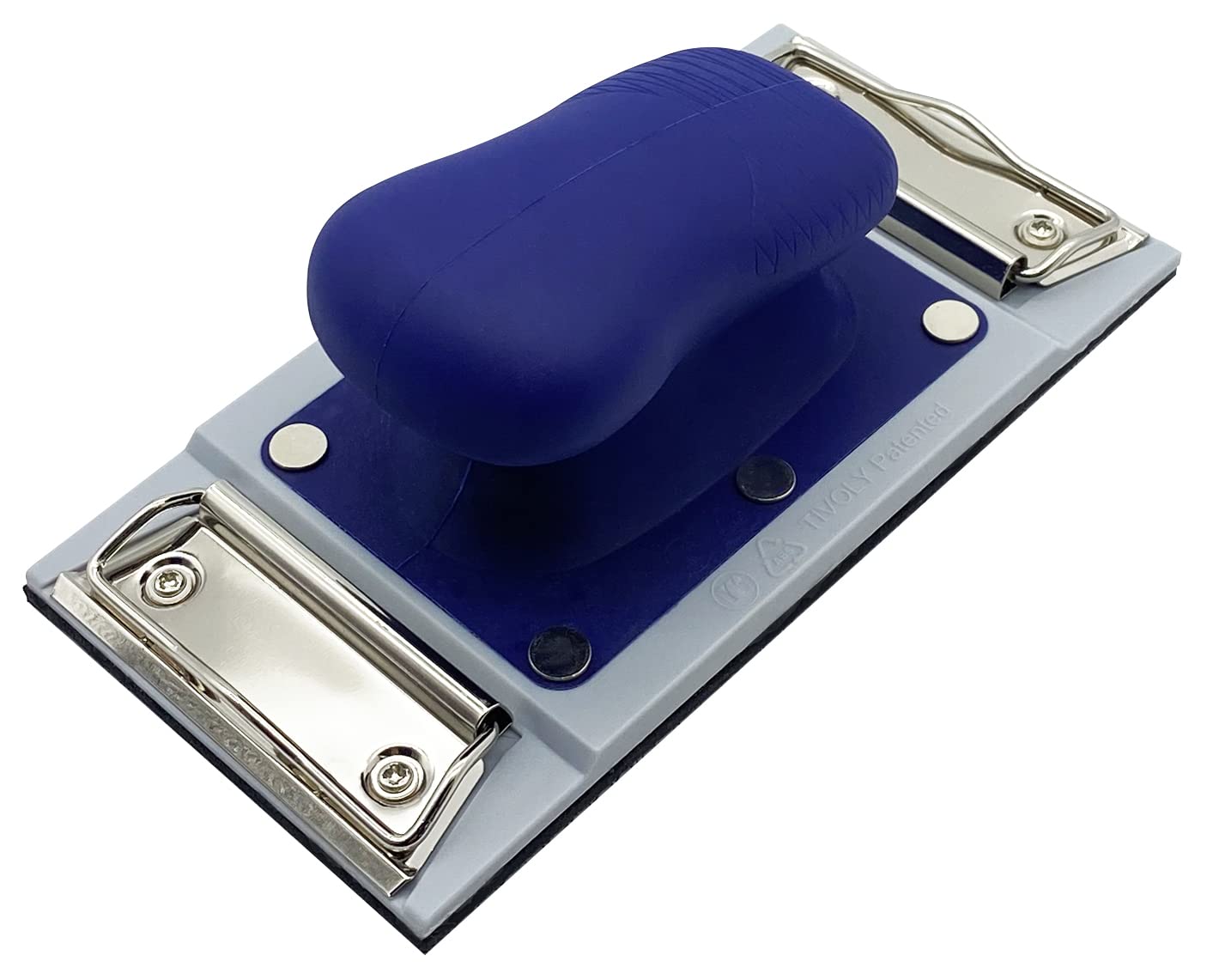Tivoly XT101520001 Rectangular Sanding Block 92 x 185 mm Velcro & Pliers Ergonomic Blue Grey