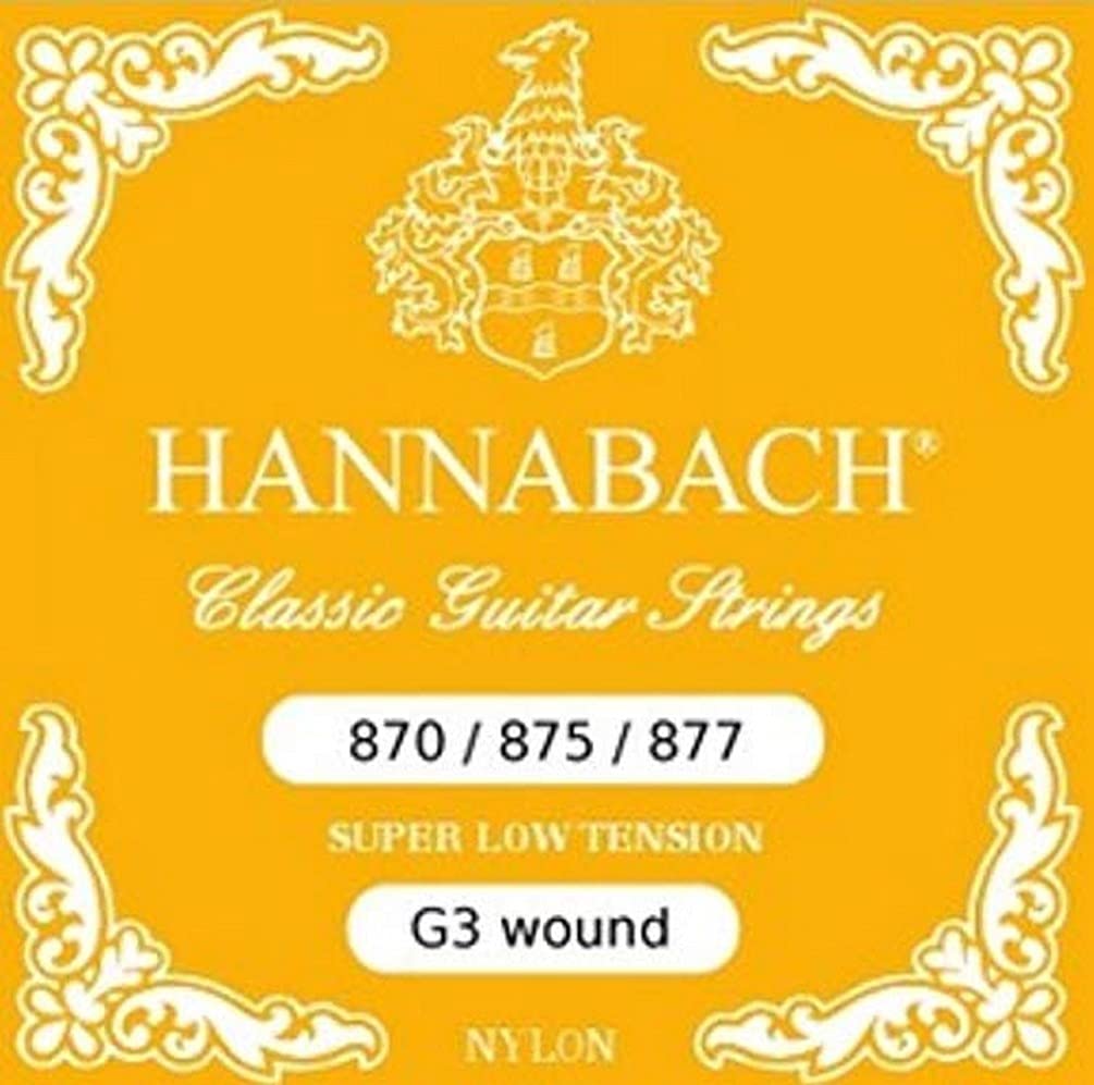 Hannabach Strings for Classic Guitar G/3 Nylon Wound 877SLT Super Light Tension Aluminium Wound