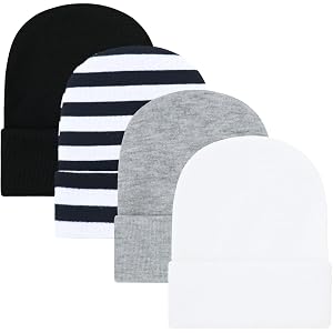JOTDEW 4 Pack Baby Newborn Hats Single Layer Cotton Toddler Hospital Hat for Infant Girls Boys 0-6 Months
