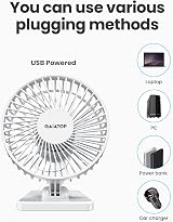 gaiatop USB Desk Fan Small Portable Quiet 3 Speeds White view 7