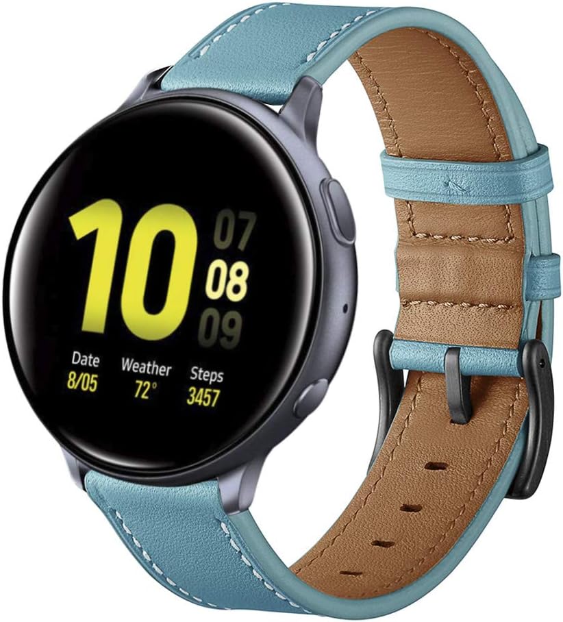 Aottom Compatible for Samsung Galaxy Watch 3 41mm Strap Leather 20mm Quick Release Sport Wristband Bracelet Replacement Strap for Samsung Galaxy Watch 42mm/Active 40mm/Active 2 40mm 44mm, Blue