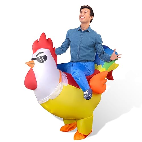 VICBAY Inflatable Chicken Costume, Blow Up Halloween Costumes for Adult Women Men Halloween Rooster Inflatable Costumes Fancy Dress Cosplay Party (B)