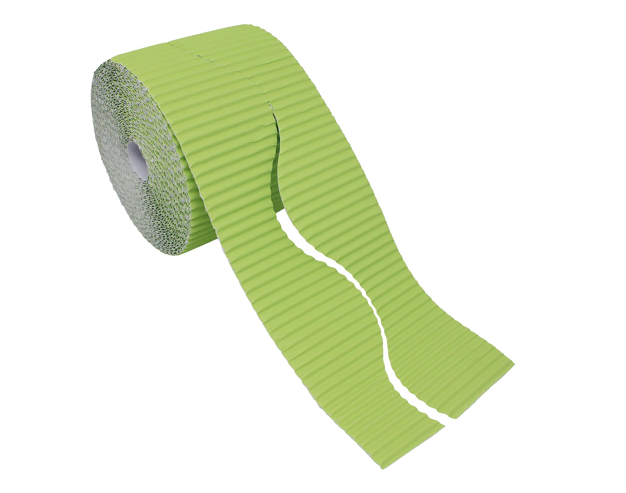 Bright Ideas Corrugated Border Roll for School Displays, Pale Green, 57mm x 7.5m (15m When Split), BI8210