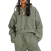 Kissonic Women's Fleece Jogger Sets 2 Pieces Sweatsuits Outfits Crop Top Hoodies Jogger Pants