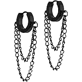 Sacina Huggie Hoop Earrings, Gothic Emo Punk Grunge Earrings, Goth Jewelry, Christmas Jewelry Gifts for Women