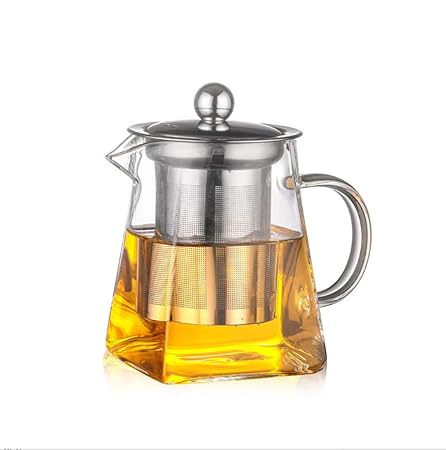 ROKTONG Teteras de Vidrio con infusor, 450 ml en Forma Cuadrada ...