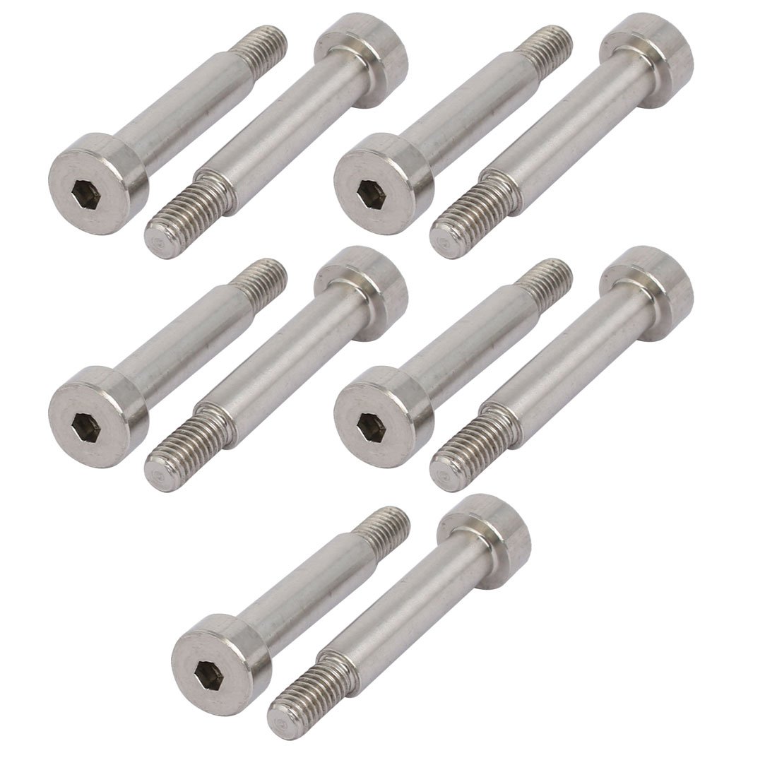 Sourcingmap 10pcs 304 Stainless Steel Hex Socket Shoulder Bolt 6mm Shoulder Dia 25mm Shoulder Length M5 Thread