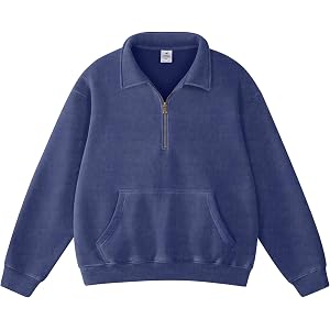 FAIABLE Mens Acid Wash Quarter Zip Sweatshirt,Oversized Half Zipper Sweatshirts,Heavyweight Fleece Collared Pullover